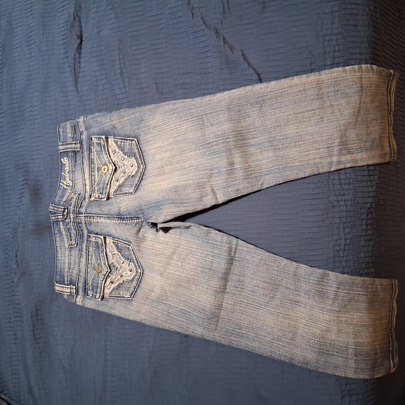 Hydraulic Blue Capri Pants with Distressed Vintage Look - Picture 3 of 3